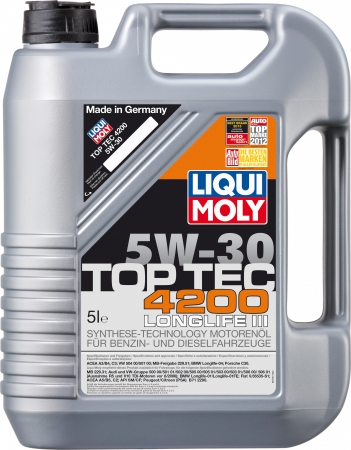 LiquiMoly 5W30 Top Tec 4200 (5L) масло мотор.!син.\ACEA A3-04/B4-04/C3-04:VW,MB229.51,BMW,PorscheC30