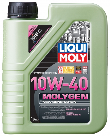 LiquiMoly 10W40 Molygen New Generation (1L) масло моторное !синт.\ API SL/CF, ACEA A3/B4 LIQUI MOLY